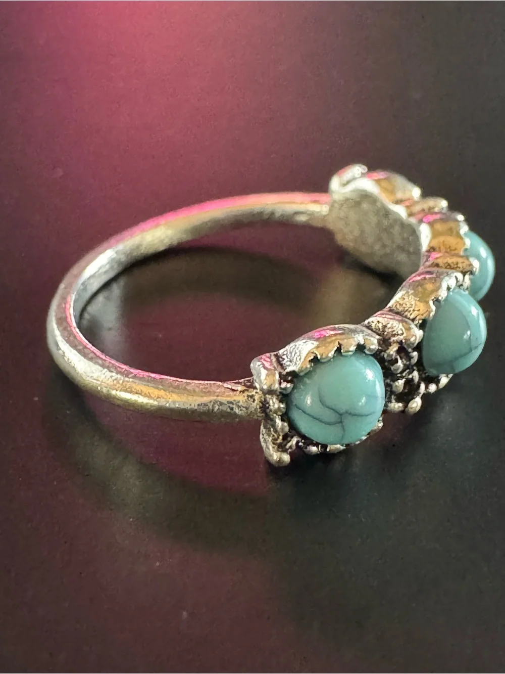 Vintage Silver Tone Turquoise Ring